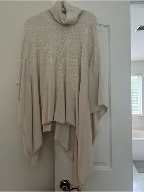 Clements Ribeiro London Knit Foll neck Poncho Shawl in Cream